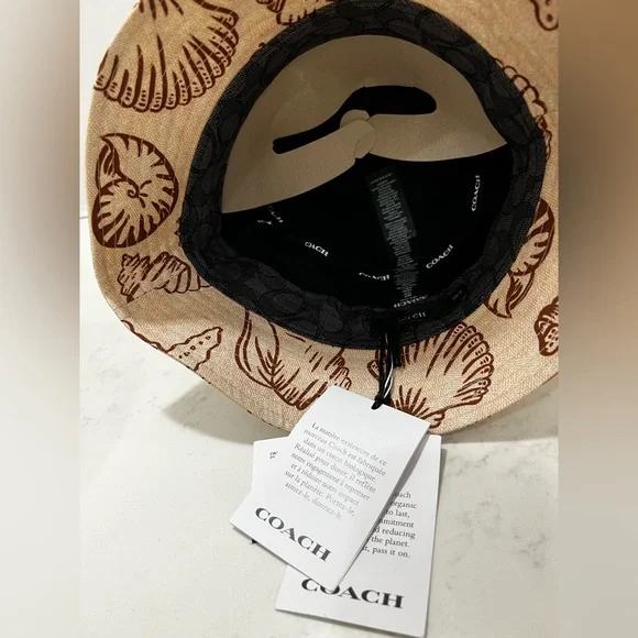 COACH BEIGE AND BROWN SEASHELL BUCKET HAT - Picture 6 of 10